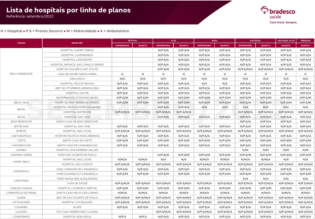 Tabela Bradesco Minas Gerais Bradesco Saúde Preço 2024